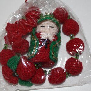 Crochet Virgin Mother Mary Rosary Handmade Christmas Holiday Decor Trinket Gift